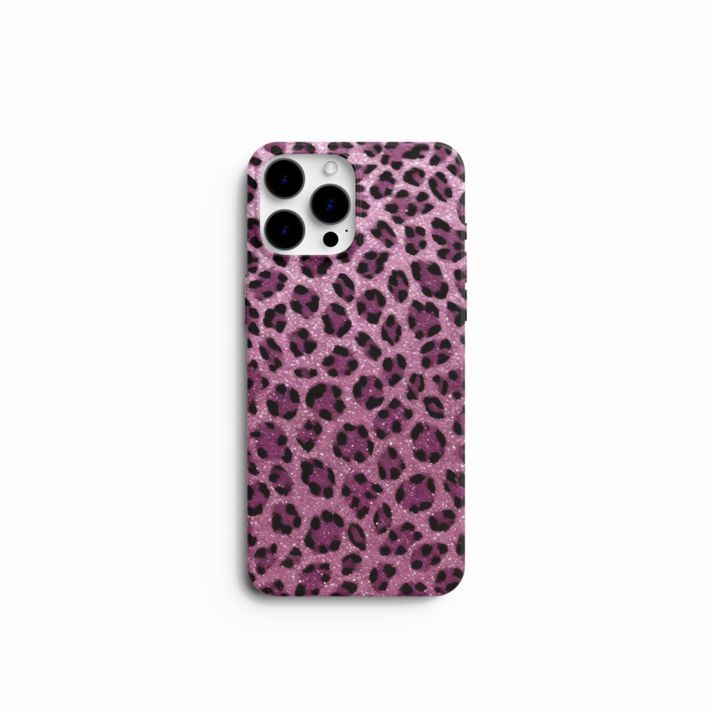 Coque iPhone à Cordon Léopard Rose Pailleté | Printauria
