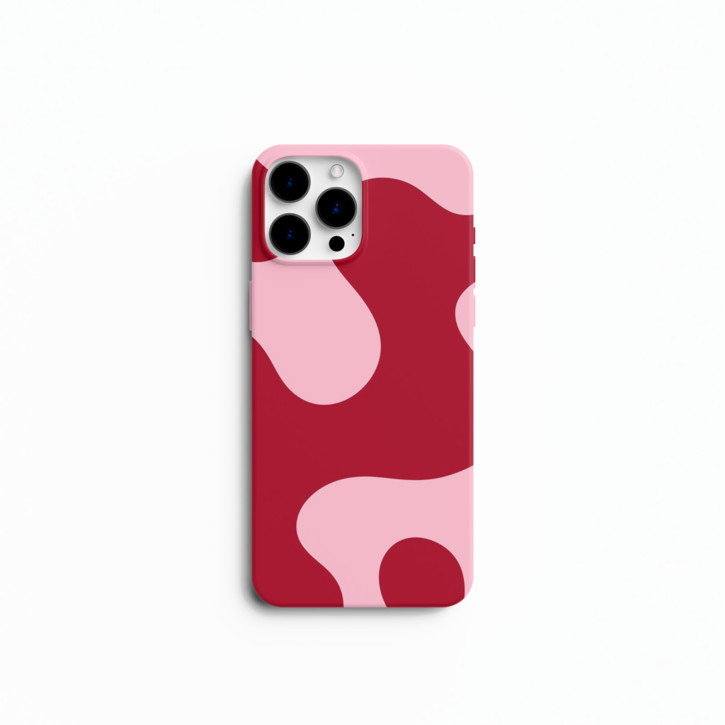 Coque iPhone à Cordon Motif Abstrait Rouge & Rose | Printauria
