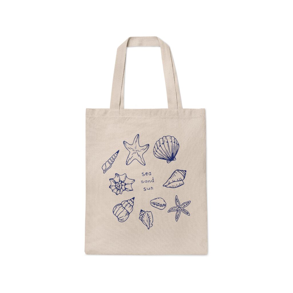Tote Bag Sea Sand Sun – Sac Cabas en Coton Style Bord de Mer